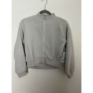 Z by Zella Gray Zip Up Fleece Athletic Jacket Girl's Large (10-12) NWT